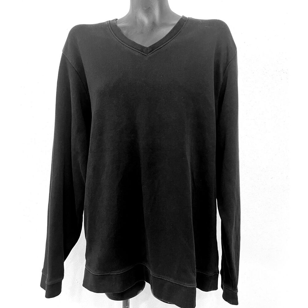 Cutter & Buck Men’s XL Pima Cotton Sweater Pullover Black V-Neck Preppy Classic‎